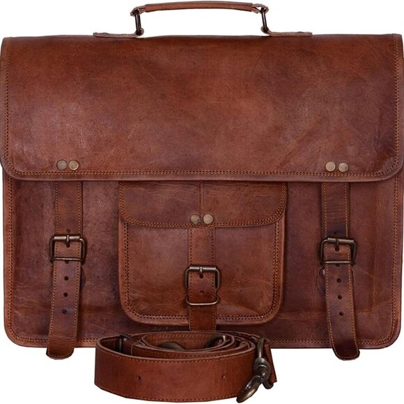 Vintage 15 Inch Laptop Messenger Bag briefcase Satchel laptop bag for Men and Wo - Picture 1 of 6